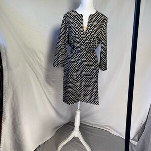 Karen Kane Black and White Patterned Long Sleeve Dress